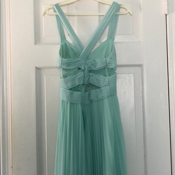 Aqua prom dress lace cutouts - Picture 2 of 3